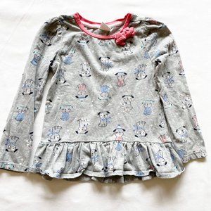 Gymboree Gray Winter Dog Print Peplum Top size 4T
